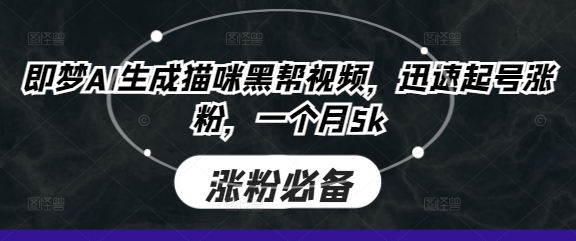 即梦AI生成猫咪黑帮视频，迅速起号涨粉，一个月5k-极光库