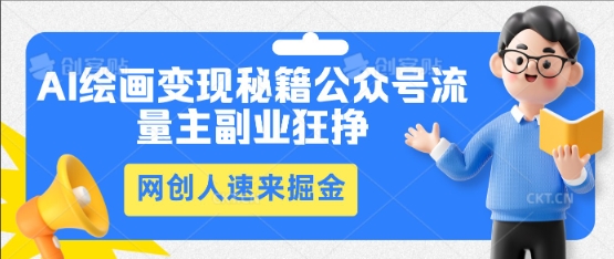 AI绘画变现秘籍：公众号流量主副业狂挣，网创人速来掘金-极光库
