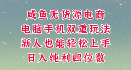 咸鱼无货源电商，多种运营方式，带你从零到一拿结果，可做代运营，也可软件一键发布【揭秘】-极光库