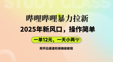 哔哩哔哩暴力拉新：2025年新风口，一单12元，一天数张(附开白渠道和保姆级教程)-极光库